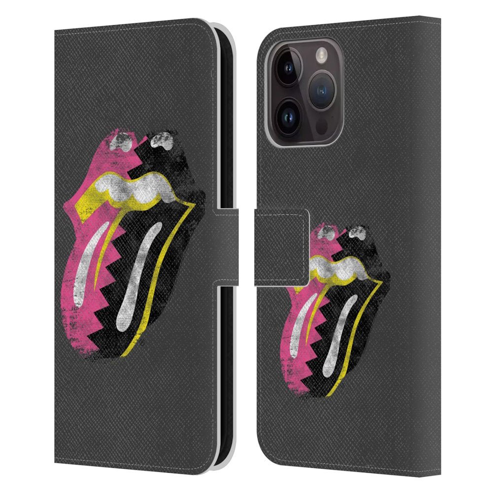 ROLLING STONES ローリングストーンズ (来日 35周年 記念 ) - Girls Pop Art Tongue Solo レザー手帳型 / Apple iPhoneケース - PGS